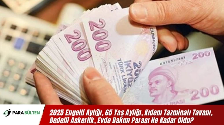 2025 Engelli Aylığı, 65 Yaş Aylığı, Kıdem Tazminatı Tavanı, Bedelli Askerlik, Evde Bakım Parası Ne Kadar Oldu?